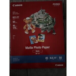 Canon PIXMA Matte Photo Paper, MP-101, 8.5x11 50 Sheets, 45lb Inkjet, NEW